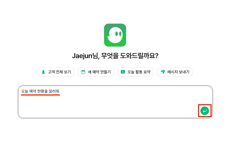 복사한 프롬프트를 관리자 채팅에 붙여넣은 모습